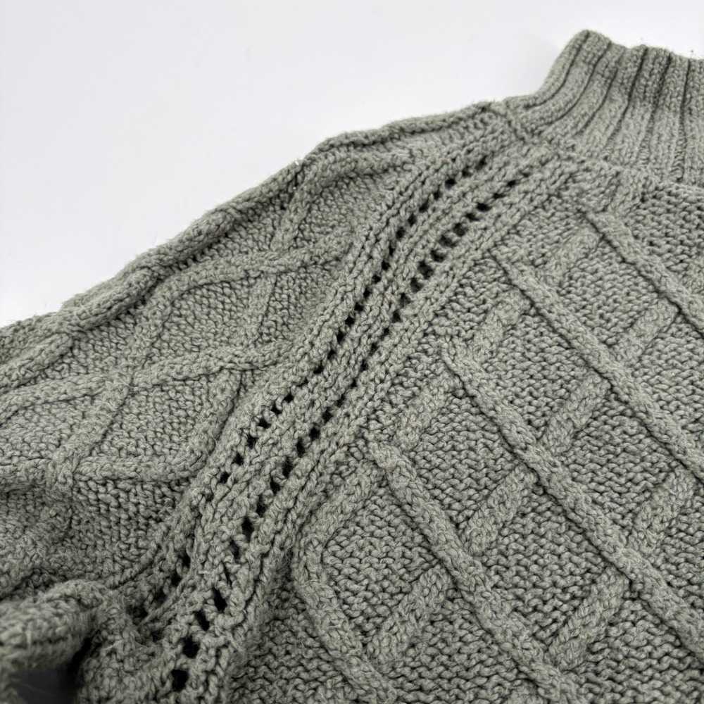 American‎ Eagle Small mock neck cable knit chunky sweater Cropped Green - Picture 7 of 16